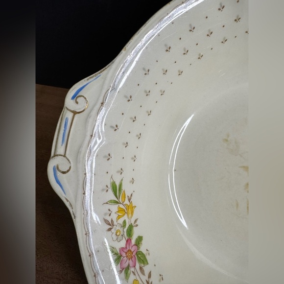 Antique Vintage Grindley CreamPetal 9” Vegetable Serving Plate Floral Design - Picture 3 of 7